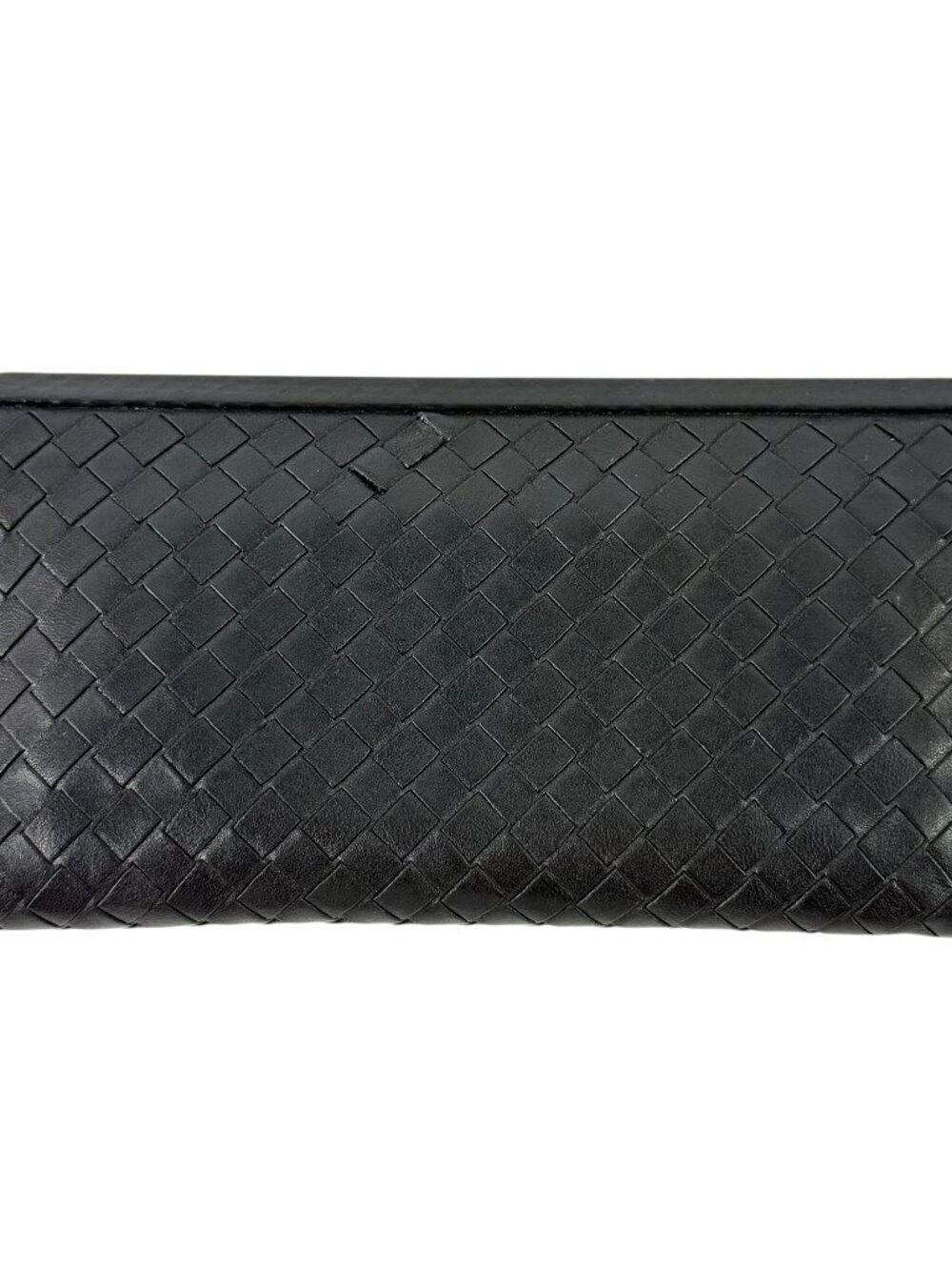 BOTTEGA VENETA Intrecciato Woven Black Leather Long Wallet Made in Italy